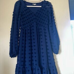 JODIFL Women’s Navy Blue Short Dress Sz Medium Long Sleeve